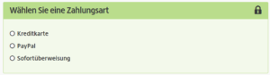 Auswahl der Zahlungsmethode